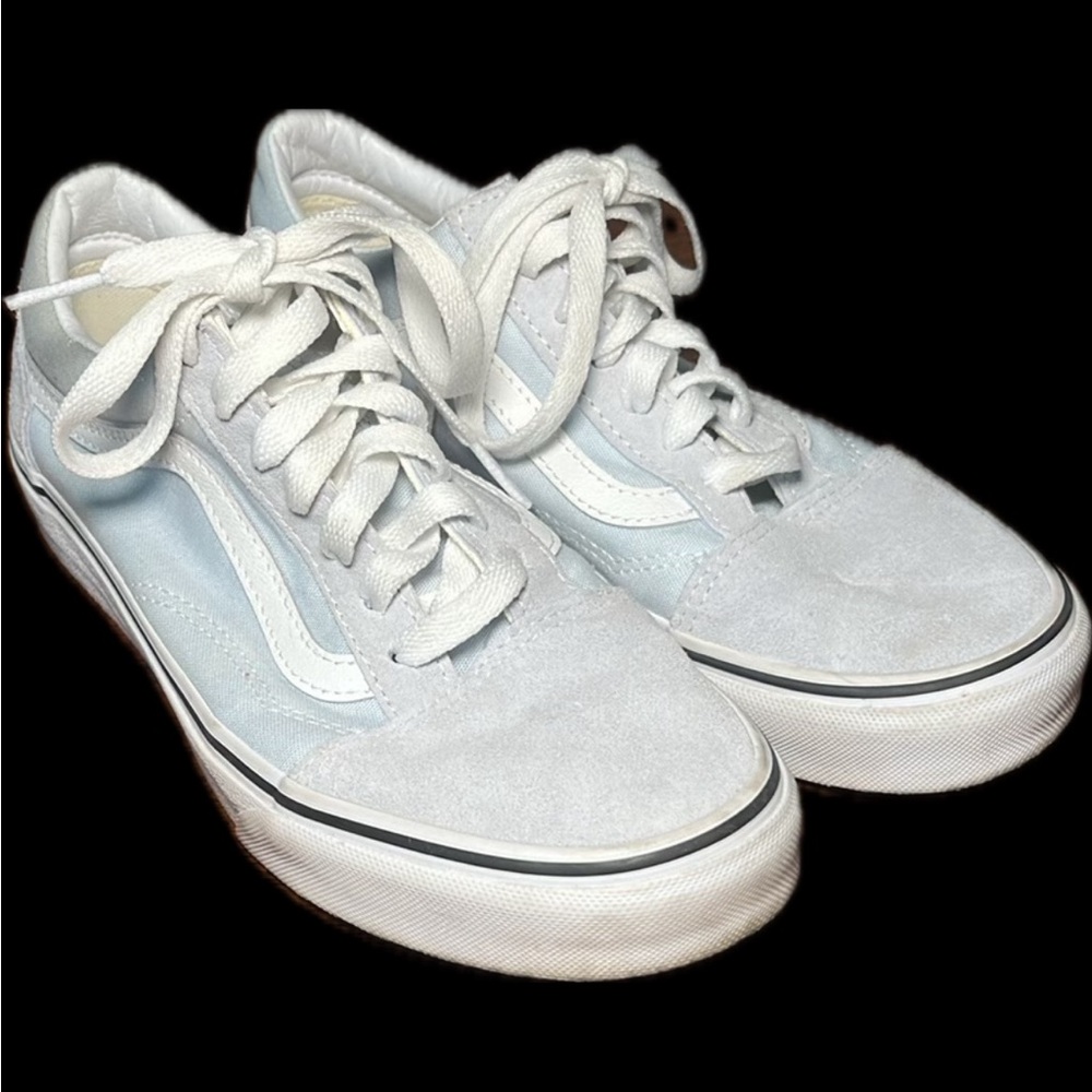 Vans Sky Blue and White Lace-Up Sneakers